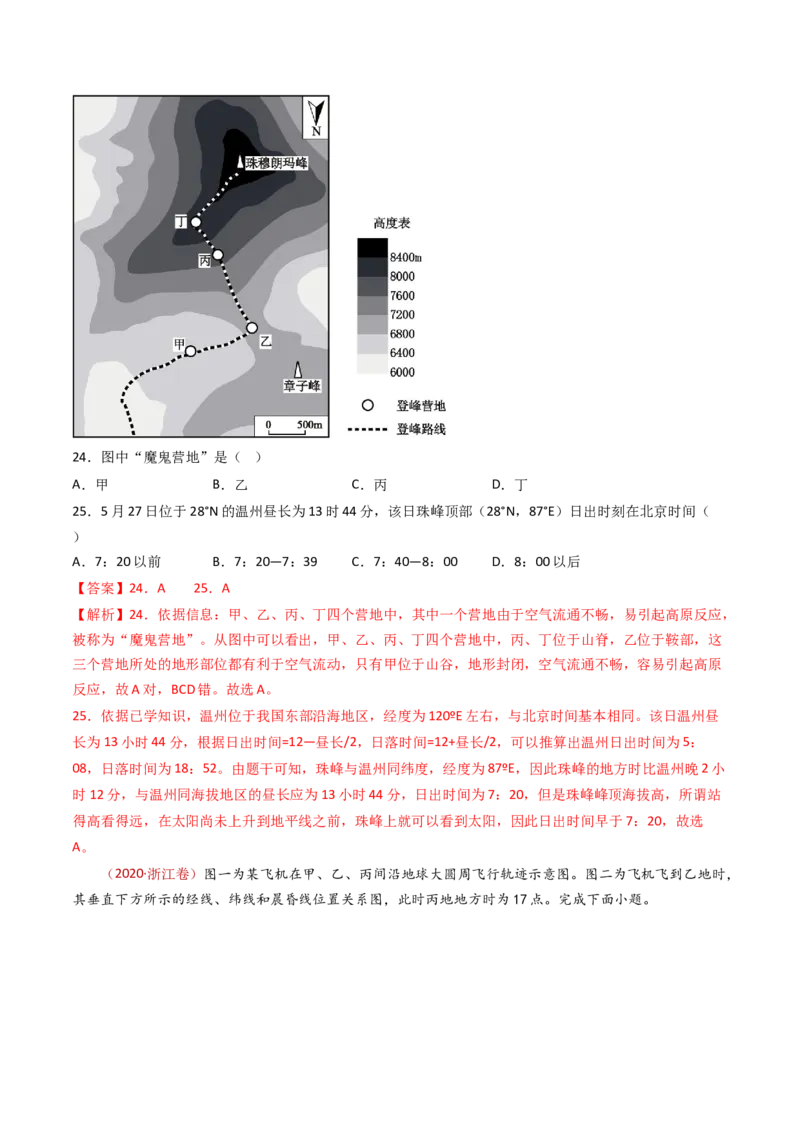专题03地球运动-十年（2014-2023）高考地理真题分项汇编（解析卷）_近10年高考真题汇编（必刷）_十年（2014-2024）高考地理真题分项汇编（全国通用）