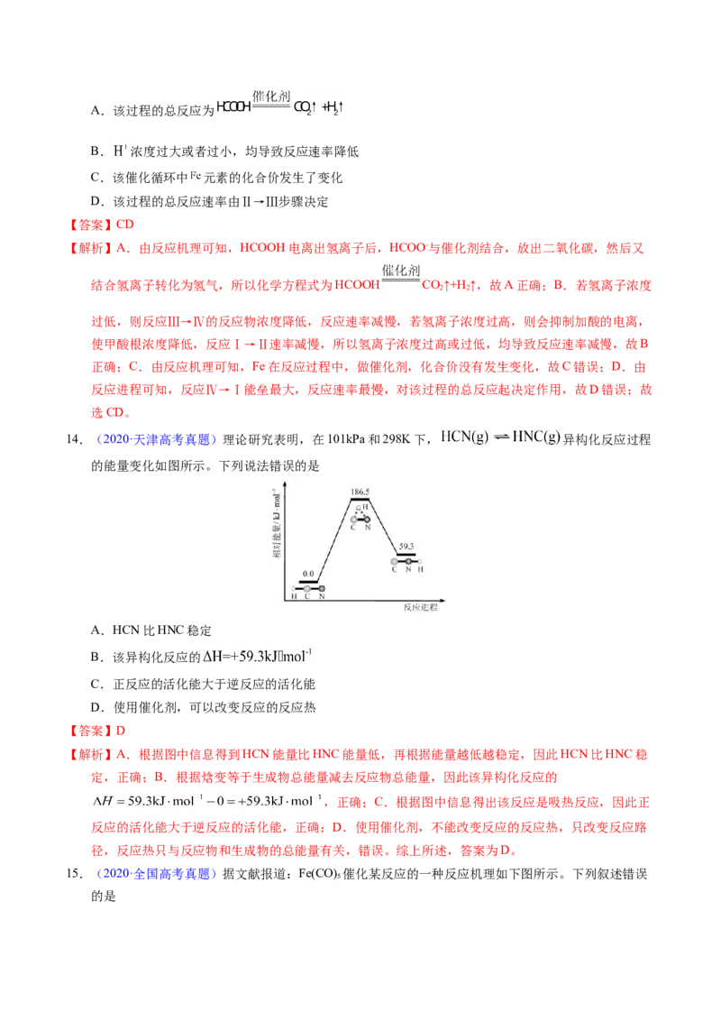 专题44化学反应机理与反应历程（解析卷）_近10年高考真题汇编（必刷）_十年（2014-2024）高考化学真题分项汇编（全国通用）_十年（2014-2023）高考化学真题分项汇编（全国通用）