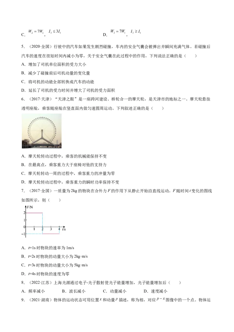 专题26冲量和动量（学生卷）-十年（2014-2023）高考物理真题分项汇编（全国通用）_近10年高考真题汇编（必刷）_十年（2014-2024）高考物理真题分项汇编（全国通用）