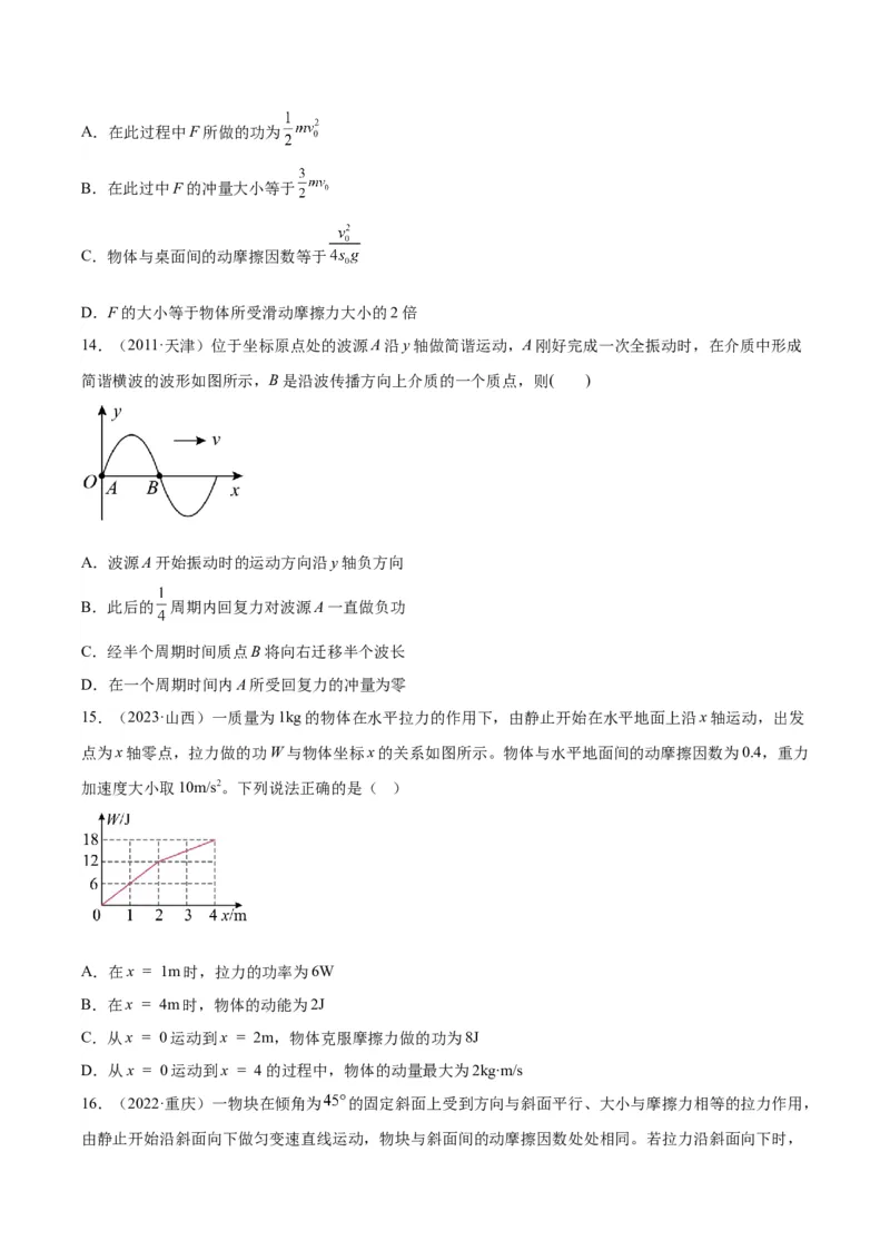 专题26冲量和动量（学生卷）-十年（2014-2023）高考物理真题分项汇编（全国通用）_近10年高考真题汇编（必刷）_十年（2014-2024）高考物理真题分项汇编（全国通用）
