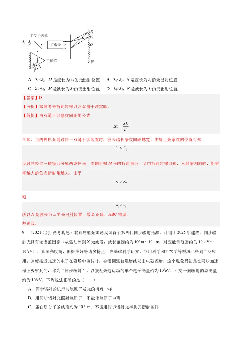 专题64物理光学（解析卷）-十年（2014-2023）高考物理真题分项汇编（全国通用）_近10年高考真题汇编（必刷）_十年（2014-2024）高考物理真题分项汇编（全国通用）