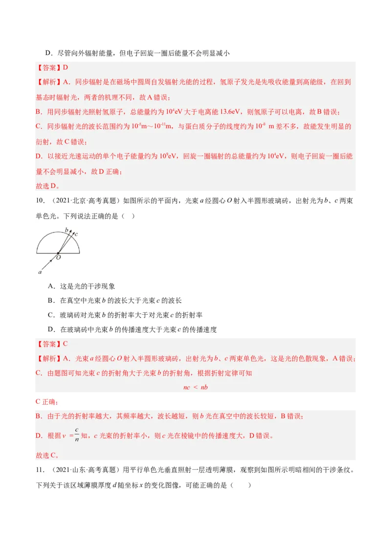 专题64物理光学（解析卷）-十年（2014-2023）高考物理真题分项汇编（全国通用）_近10年高考真题汇编（必刷）_十年（2014-2024）高考物理真题分项汇编（全国通用）