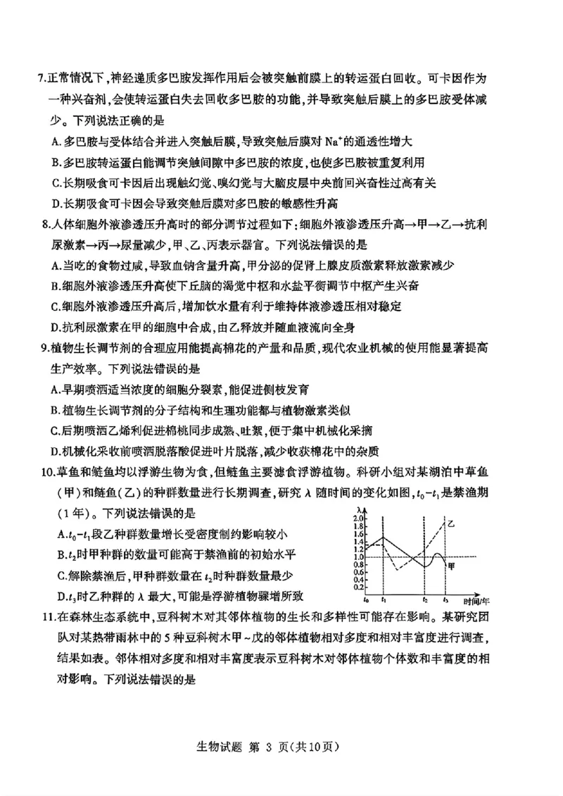 山东省九五高中协作体2025高三年级质量检测（九五联考）生物_2025年5月_250515山东省九五高中协作体2025高三年级质量检测（东营二模）（全科）