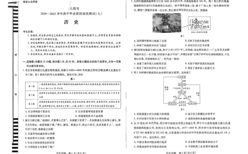 河南天一大联考2024-2025学年下高三年级阶段性测试（七）历史试题（含答案）_2025年4月_250426河南天一大联考2024-2025学年下高三年级阶段性测试（七）（全科）