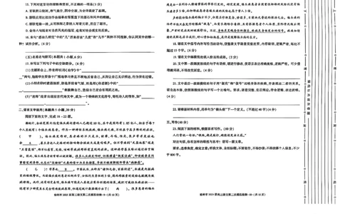 陕西省榆林市2025届高三上学期第二次模拟检测语文试题（含答案）_2025年1月_250117陕西省榆林市2025届高三上学期第二次模拟检测（全科）