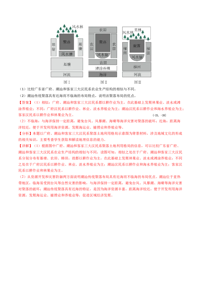专题09乡村和城镇2024年高考真题和模拟题地理分类汇编（教师卷）_近10年高考真题汇编（必刷）_十年（2014-2024）高考地理真题分项汇编（全国通用）