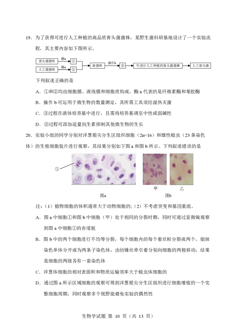 生物试卷_2025年8月_250809言蹊联考2025-2026学年新高三上学期毕业班适应性检测_言蹊八月联考2026届新高三毕业班适应性检测生物