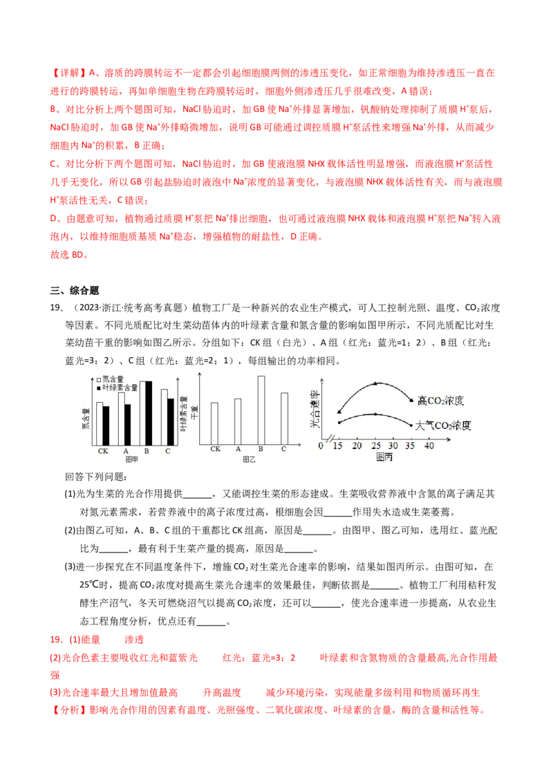 专题02物质进出细胞、酶和ATP（解析卷）_近10年高考真题汇编（必刷）_十年（2014-2024）高考生物真题分项汇编（全国通用）_2023年高考真题和模拟题生物分项汇编（全国通用）