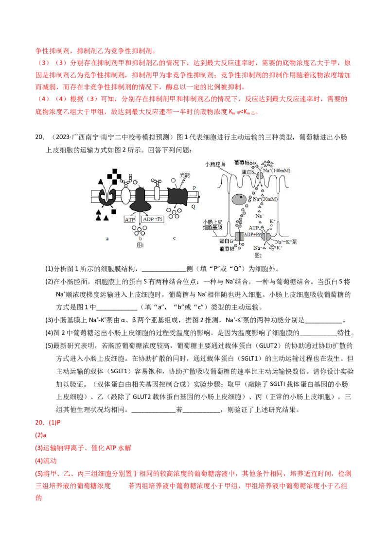 专题02物质进出细胞、酶和ATP（解析卷）_近10年高考真题汇编（必刷）_十年（2014-2024）高考生物真题分项汇编（全国通用）_2023年高考真题和模拟题生物分项汇编（全国通用）