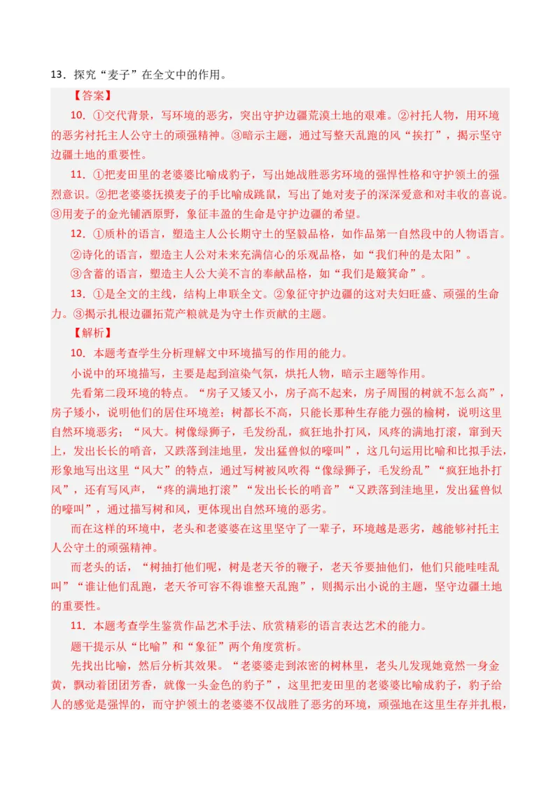 专题04小说文本阅读-十年（2014-2023）高考语文真题分项汇编（全国通用）（解析卷）_近10年高考真题汇编（必刷）_十年（2014-2024）高考语文真题分项汇编（全国通用）