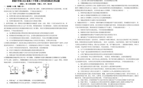 四川省成都市树德中学2024-2025学年高三下学期4月月考试题生物PDF版含答案_2025年4月_250414四川省成都市树德中学2024-2025学年高三下学期4月月考（全科）