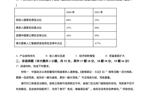 湖南省长沙市湖南师范大学附属中学2025届高三下学期模拟试卷（二）历史试题（含答案）_2025年5月_2505112025届湖南省长沙市湖南师范大学附属中学高三下学期模拟考试（二）（全科）