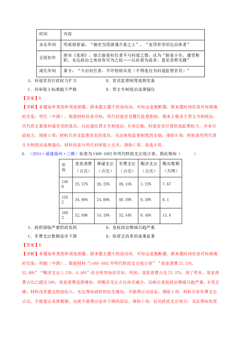 专题04明清社会转型（教师卷）-2024年高考真题和模拟题历史分类汇编（全国通用）_近10年高考真题汇编（必刷）_十年（2014-2024）高考历史真题分项汇编（全国通用）