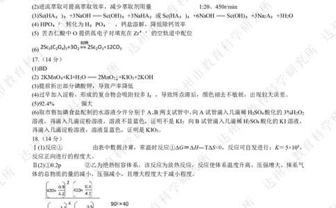 四川省达州市普通高中2025届第二次诊断性测试化学答案_2025年4月_250417四川省达州市普通高中2025届第二次诊断性测试（达州二诊）（全科）