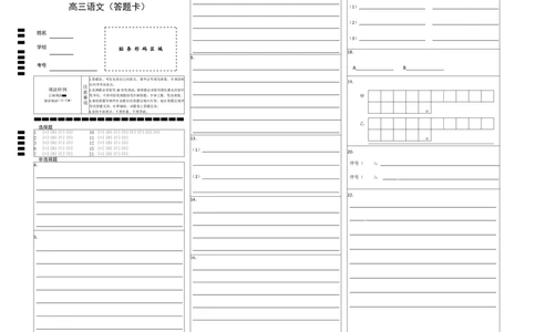 湖北省武汉市2025届高中毕业生四月调研考试语文答题卡_2025年4月_250416湖北省武汉市2025届高中毕业生四月调研考试