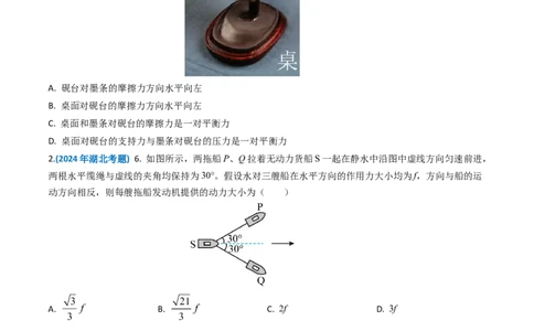 专题02相互作用-2024年高考真题和模拟题物理分类汇编（学生卷）_近10年高考真题汇编（必刷）_十年（2014-2024）高考物理真题分项汇编（全国通用）