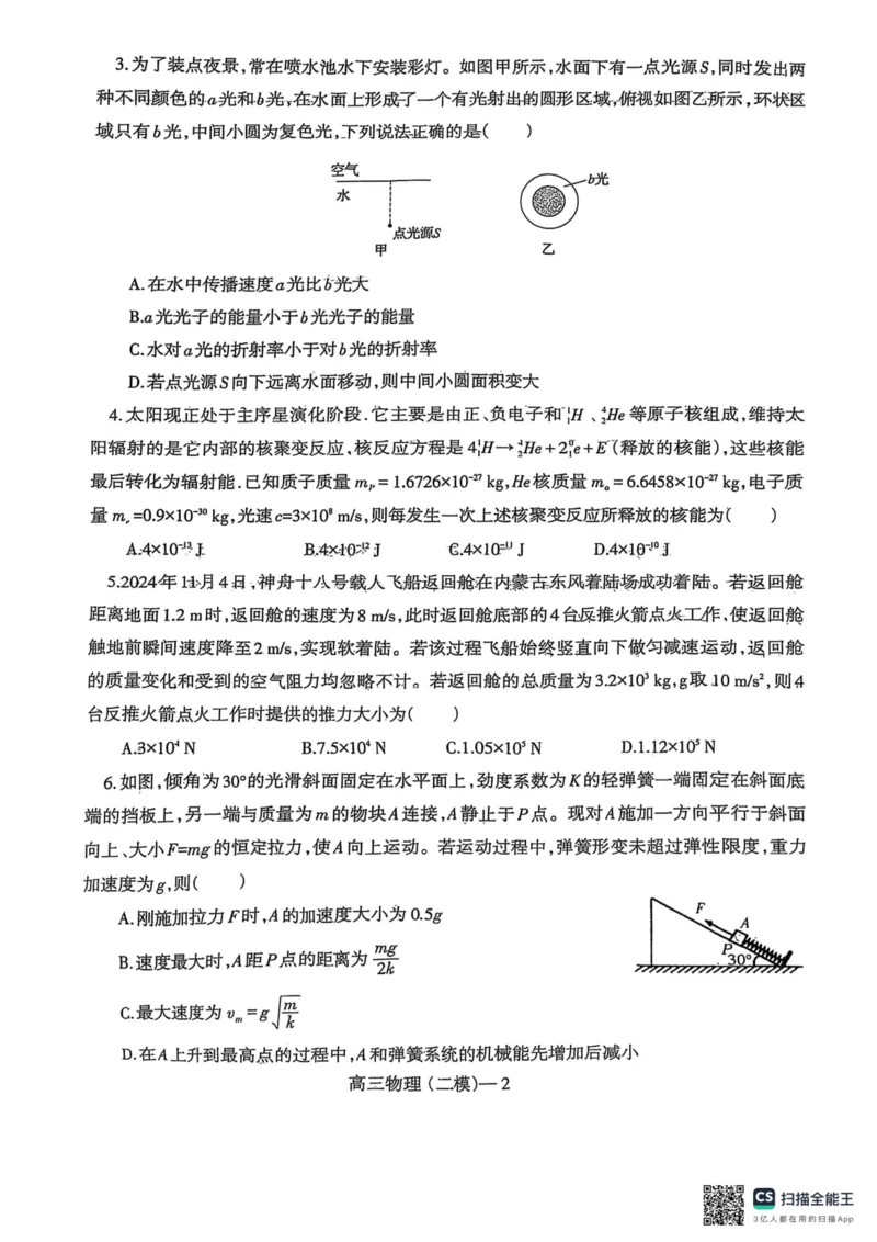 辽宁省重点高中协作校第二次模拟考试_2025年4月_250421辽宁省协作体2024-2025学年高三下学期第二次模拟考试_辽宁省重点高中协作校第二次模拟考试物理试卷