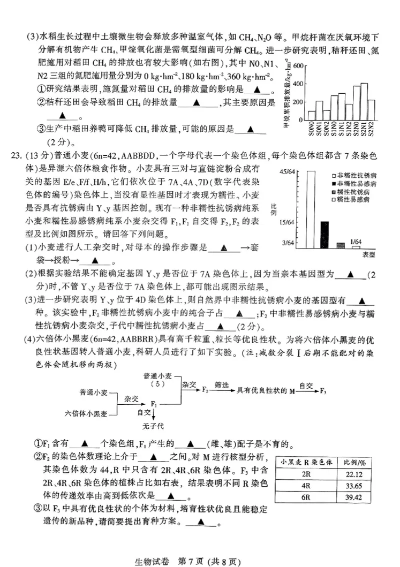 江苏省南通市2024-2025学年高三上学期第一次调研测试生物+答案_2025年1月_250118江苏省南通市2024-2025学年高三上学期一模（南通+泰州+镇江+盐城部分学校）（全科）
