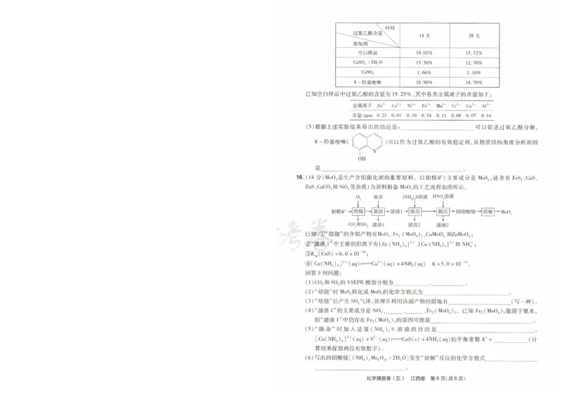 2024《金考卷&middot;高考测评卷》化学A3_2024高考押题卷_12024天星全系列_（新高考）2024《金K卷&middot;高考测评&middot;猜题卷》（语数英）各九套_2024《金考卷&middot;高考测评卷&middot;猜题卷》化学