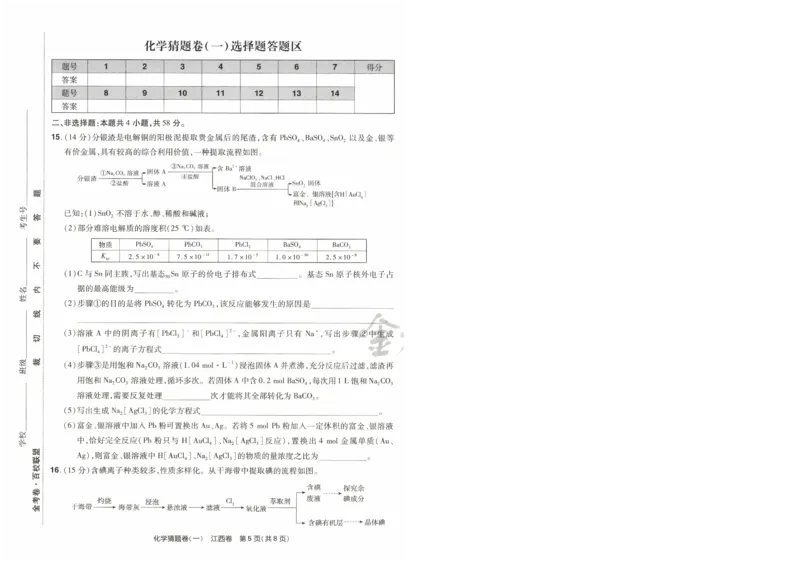 2024《金考卷&middot;高考测评卷》化学A3_2024高考押题卷_12024天星全系列_（新高考）2024《金K卷&middot;高考测评&middot;猜题卷》（语数英）各九套_2024《金考卷&middot;高考测评卷&middot;猜题卷》化学