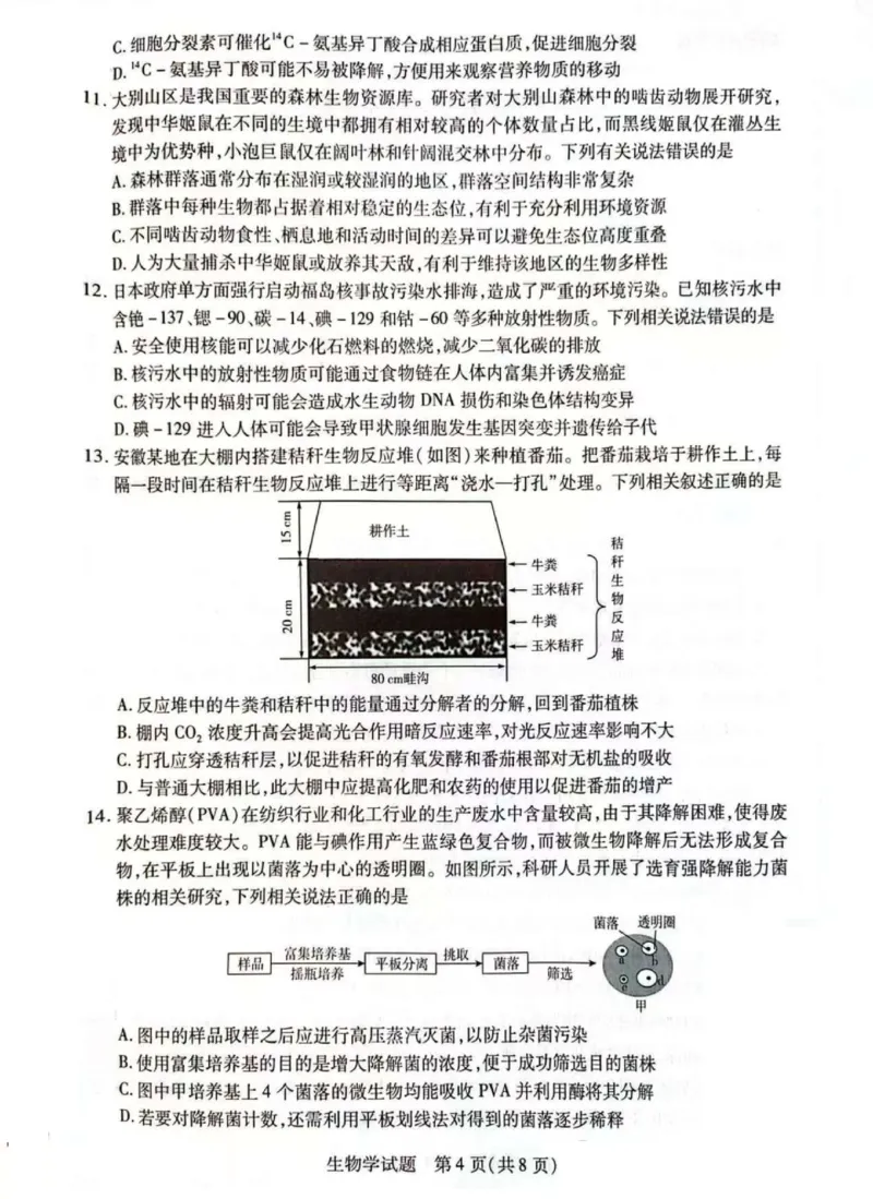 天一大联考25届高三生物最后一卷_2025年5月_2505262025届安徽省天一大联考高三下学期最后一卷（全科）_2025届安徽省天一大联考高三下学期最后一卷生物