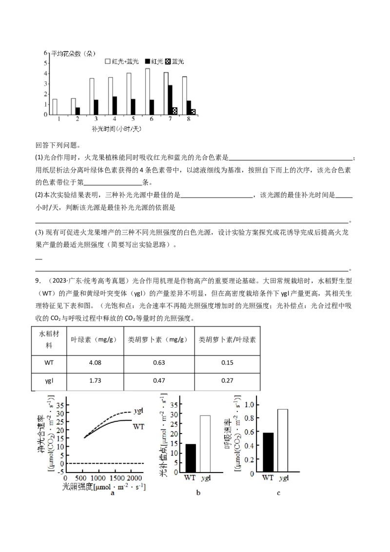 专题06光合作用（原卷卷）_近10年高考真题汇编（必刷）_十年（2014-2024）高考生物真题分项汇编（全国通用）_十年（2014-2023）高考生物真题分项汇编（全国通用）