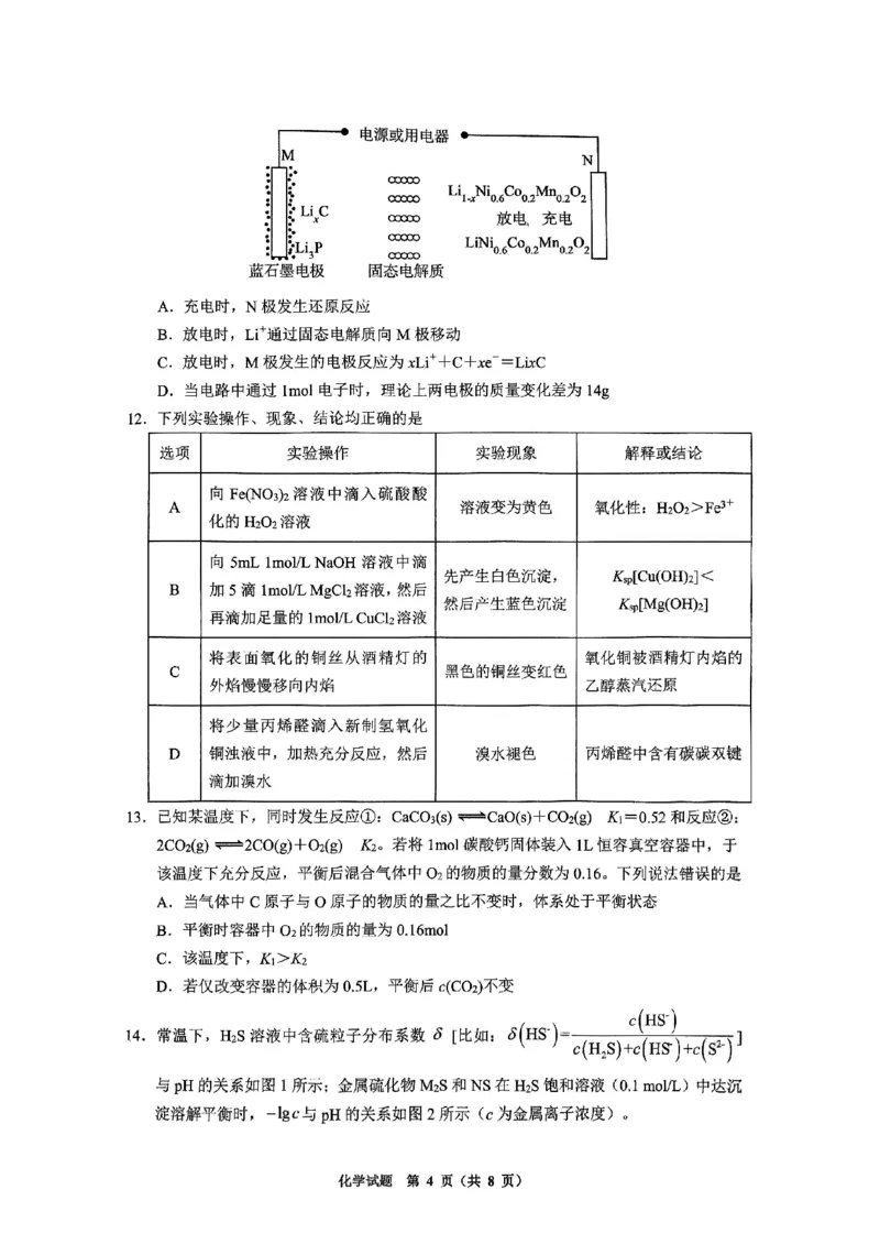 西附、育才、鲁巴高三3月联考化学_2025年3月_250317重庆市高2025届拔尖强基联盟高三（下）3月联合诊断性考试（全科）