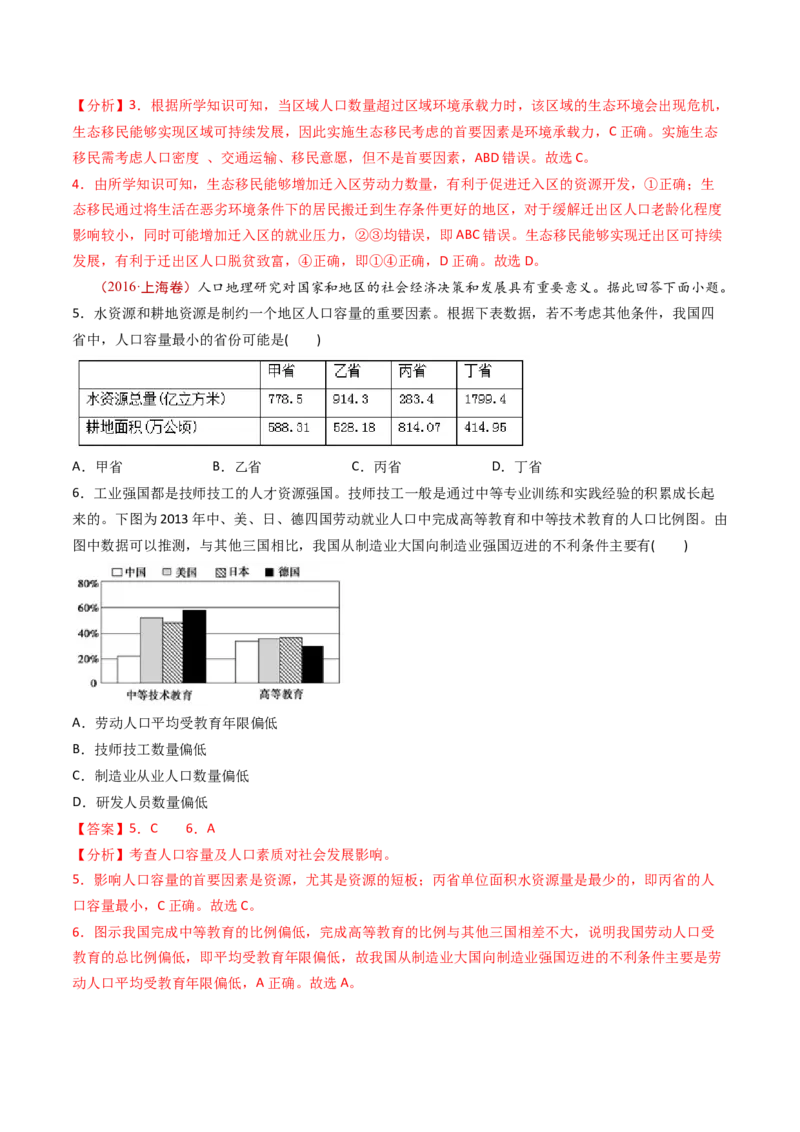 专题09人口-十年（2014-2023）高考地理真题分项汇编（解析卷）_近10年高考真题汇编（必刷）_十年（2014-2024）高考地理真题分项汇编（全国通用）