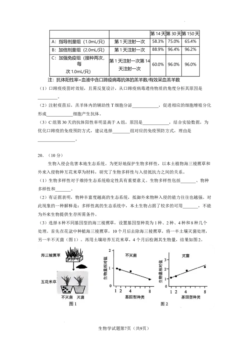 生物学试题_2025年8月_250816云南省玉溪第一中学2025-2026学年高三上学期适应性测试（一）（全科）_云南省玉溪第一中学2026届高三上学期适应性测试（一）生物