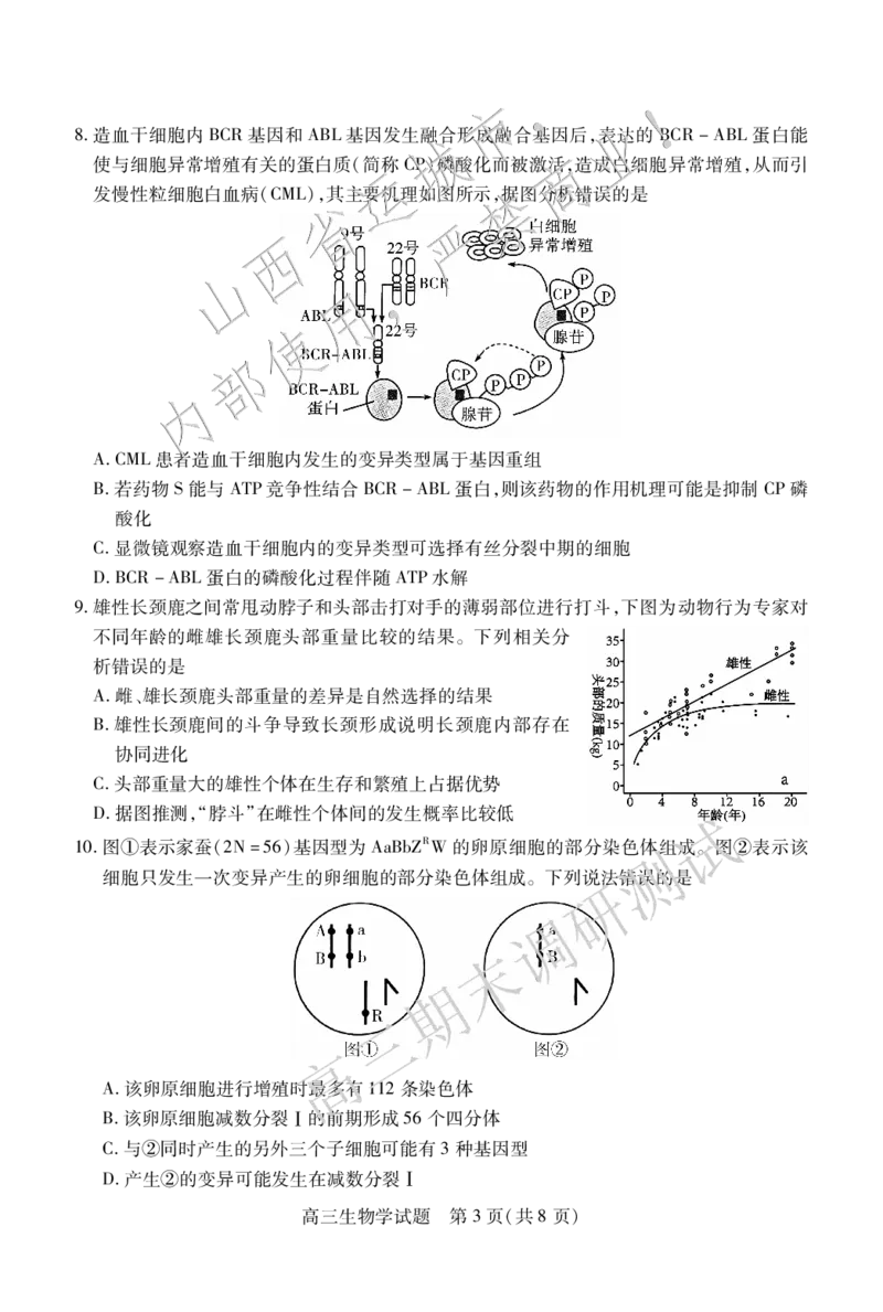 高三生物_2025年1月_2501162025运城市高三第一学期期末调研测试（全科）_生物