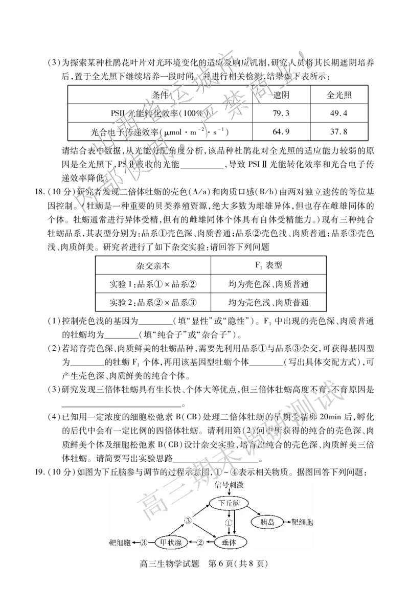 高三生物_2025年1月_2501162025运城市高三第一学期期末调研测试（全科）_生物
