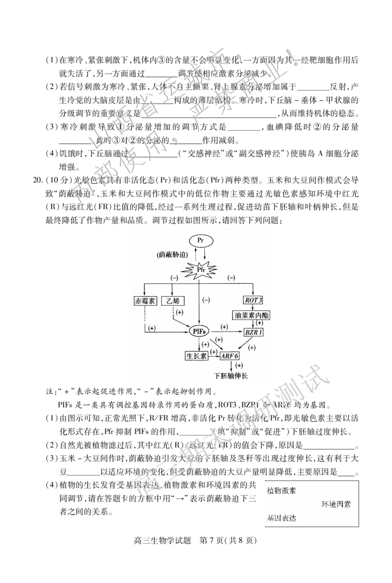 高三生物_2025年1月_2501162025运城市高三第一学期期末调研测试（全科）_生物