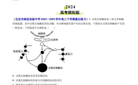 专题04ATP和酶2024年高考真题和模拟题生物分类汇编（教师卷）_近10年高考真题汇编（必刷）_十年（2014-2024）高考生物真题分项汇编（全国通用）