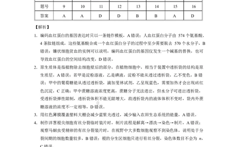 西南名校联盟2025届&ldquo;333&rdquo;高考备考诊断性联考（二）生物学-答案_2025年3月_250325西南名校联盟2025届&ldquo;3+3+3&rdquo;高考备考诊断性联考(二)（全科）