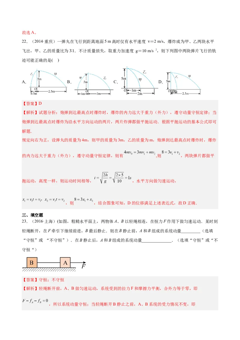 专题28动量守恒定律及其应用（一）（解析卷）-十年（2014-2023）高考物理真题分项汇编（全国通用）_近10年高考真题汇编（必刷）_十年（2014-2024）高考物理真题分项汇编（全国通用）