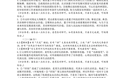 武汉市供题语文参考答案_2025年5月_2505242025届湖北省武汉市高三五月模拟训练（全科）_语文