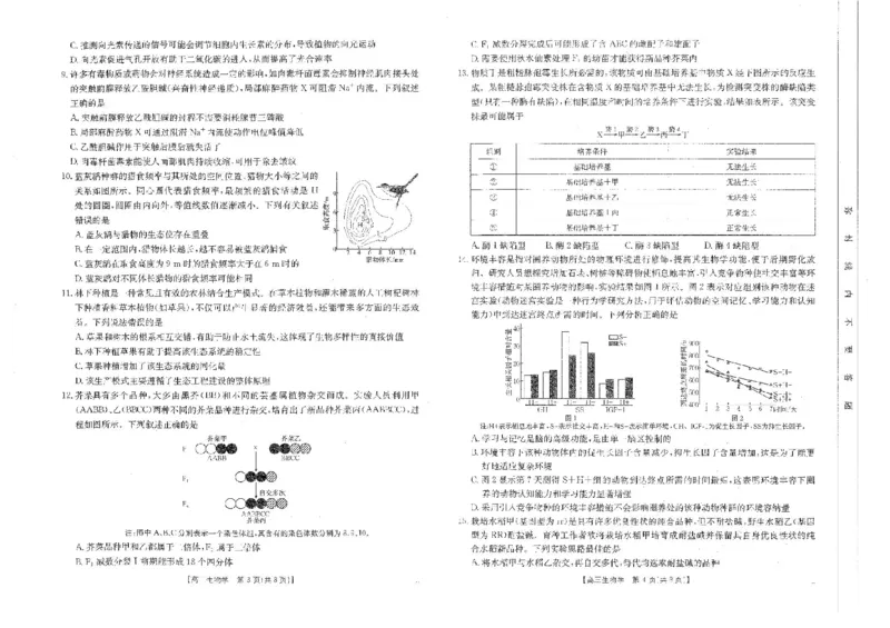 四川省金太阳2025届高三2月开学考试生物试卷+答案_2025年2月_250220四川省金太阳2025届高三2月开学考试（319C）（全科）