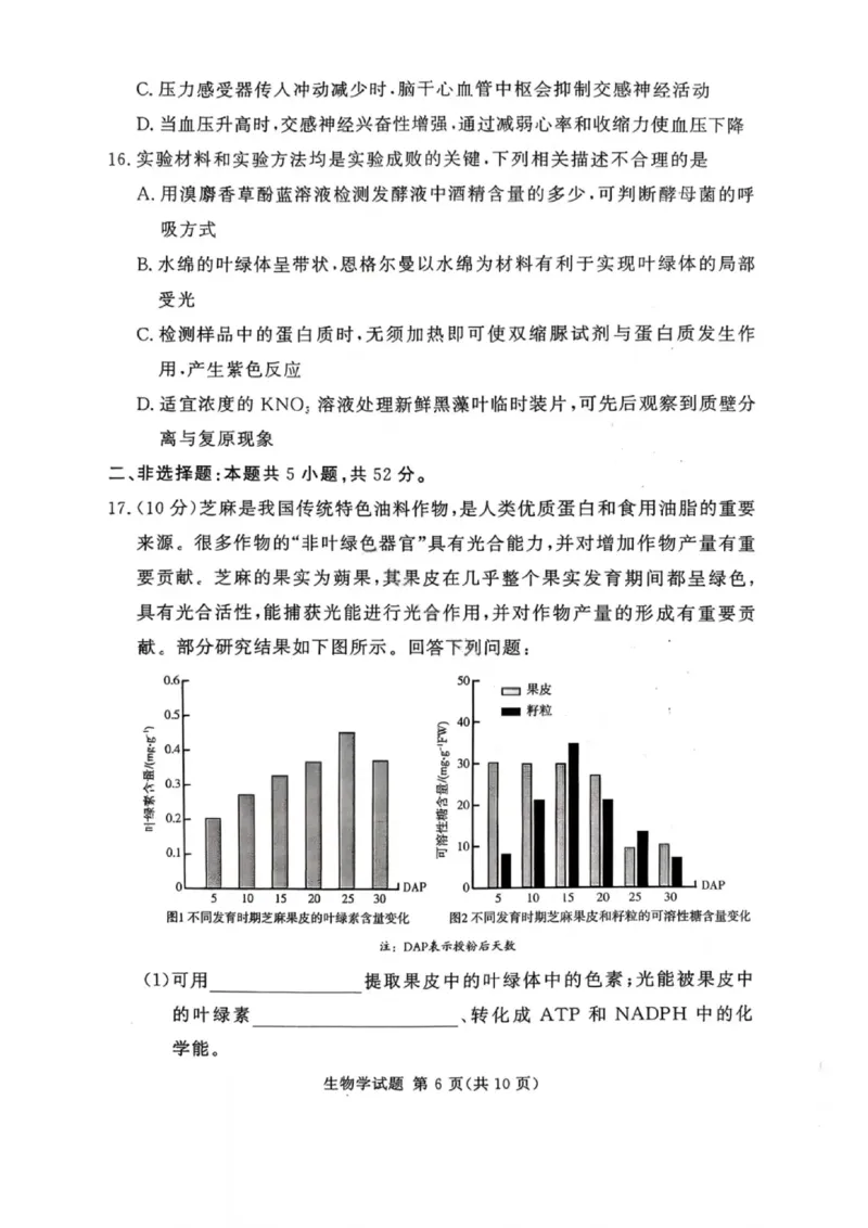 湘豫名校联考2025年11月高三一轮复习诊断考试生物_2025年11月_251125湘豫名校联考2025年11月高三一轮复习诊断考试（全科）