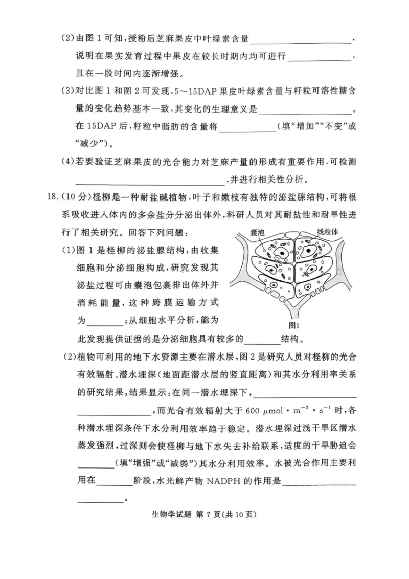 湘豫名校联考2025年11月高三一轮复习诊断考试生物_2025年11月_251125湘豫名校联考2025年11月高三一轮复习诊断考试（全科）