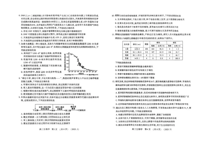 河南省豫西北教研联盟（洛平许济）2024-2025学年高三下学期第二次质量检测生物试卷+答案_2025年3月