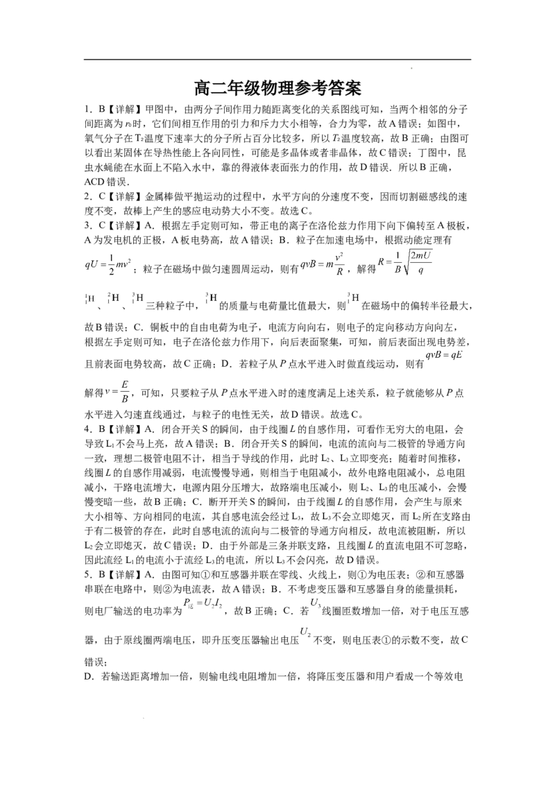 四川省绵阳外国语学校2024-2025学年高二下学期期末模拟考试物理试题_2025年6月_250630四川省绵阳外国语学校2024-2025学年高二下学期期末模拟考试试题