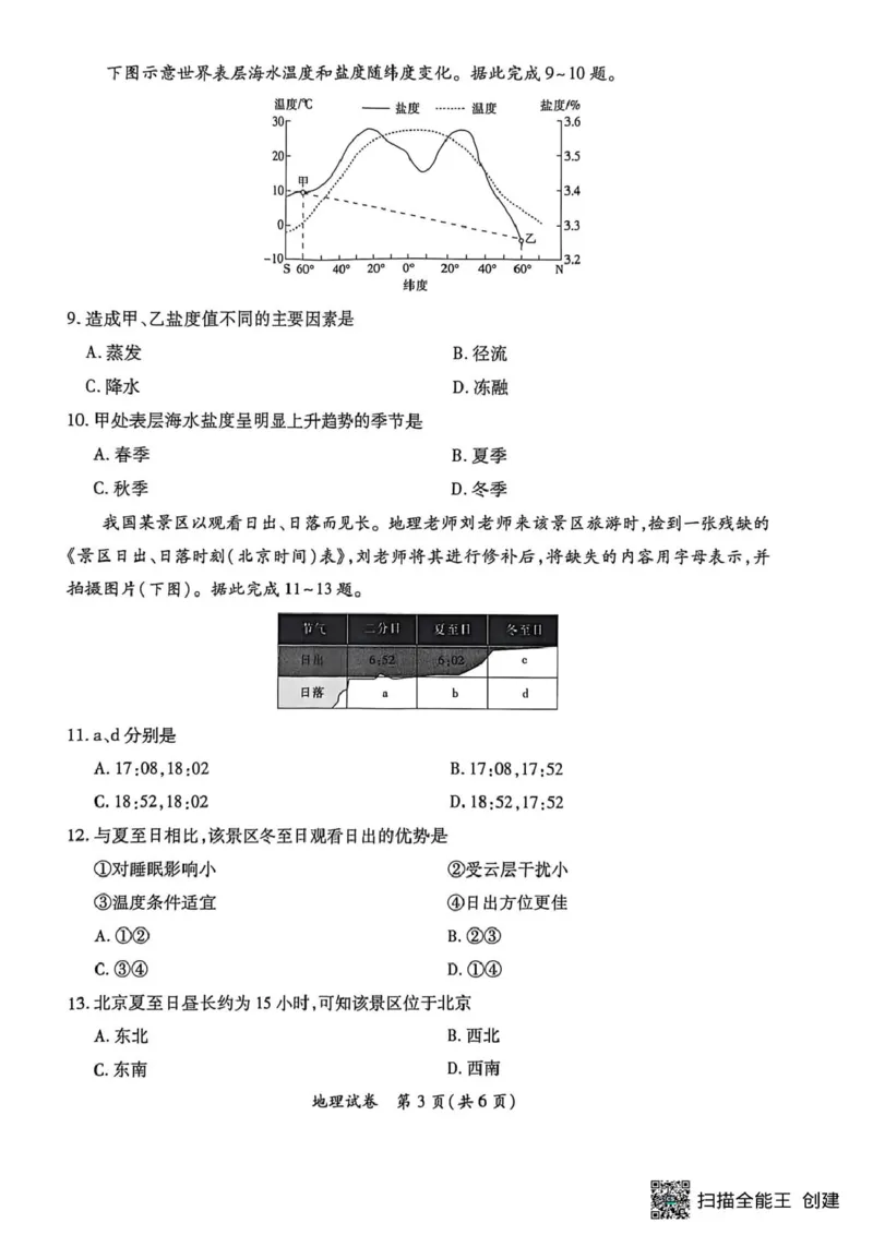 地理_2025年9月_250921江西省&ldquo;红色十校&rdquo;2026届高三上学期第一次联考_江西省&ldquo;红色十校&rdquo;2026届高三上学期第一次联考地理试题（含答案）