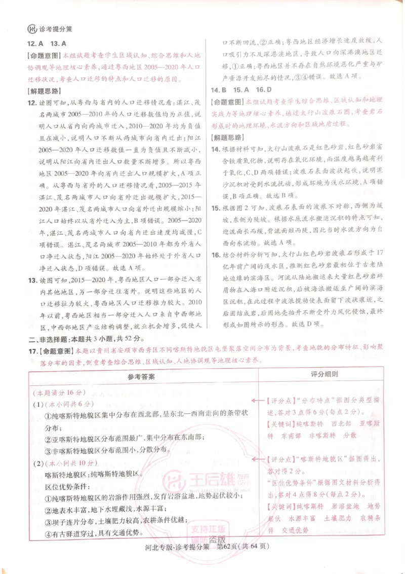 2024-05王后雄史地政解析_2024高考押题卷_22024王hou雄_16王后雄押题_2024年王后雄高考押题预测卷（河北专版）
