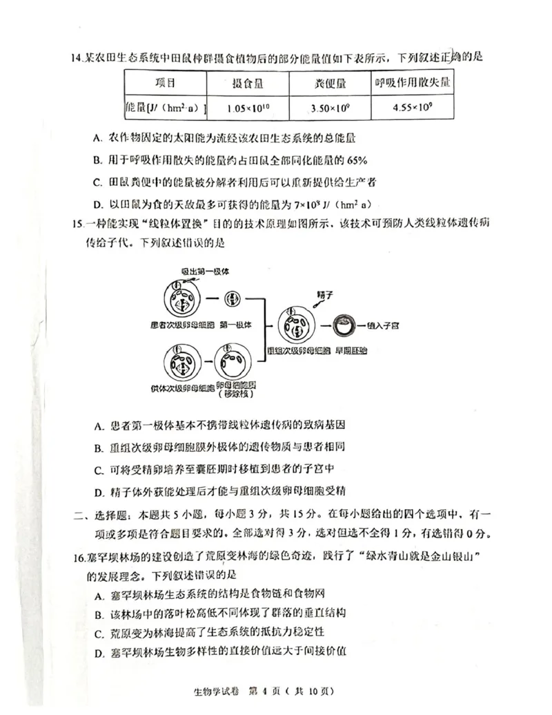 辽宁省大连市2024-2025学年高三上学期期末双基测生物试卷及答案_2025年1月_250116辽宁省大连市2024-2025学年高三1月期末双基测试（全科）