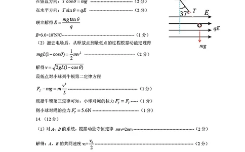 大庆市2026届高三年级第一次教学质量检测物理答案_2025年9月_2509142026届黑龙江省大庆市第一次教学质量检测（全科）_黑龙江省大庆市2025-2026学年高三第一次教学质量检测物理