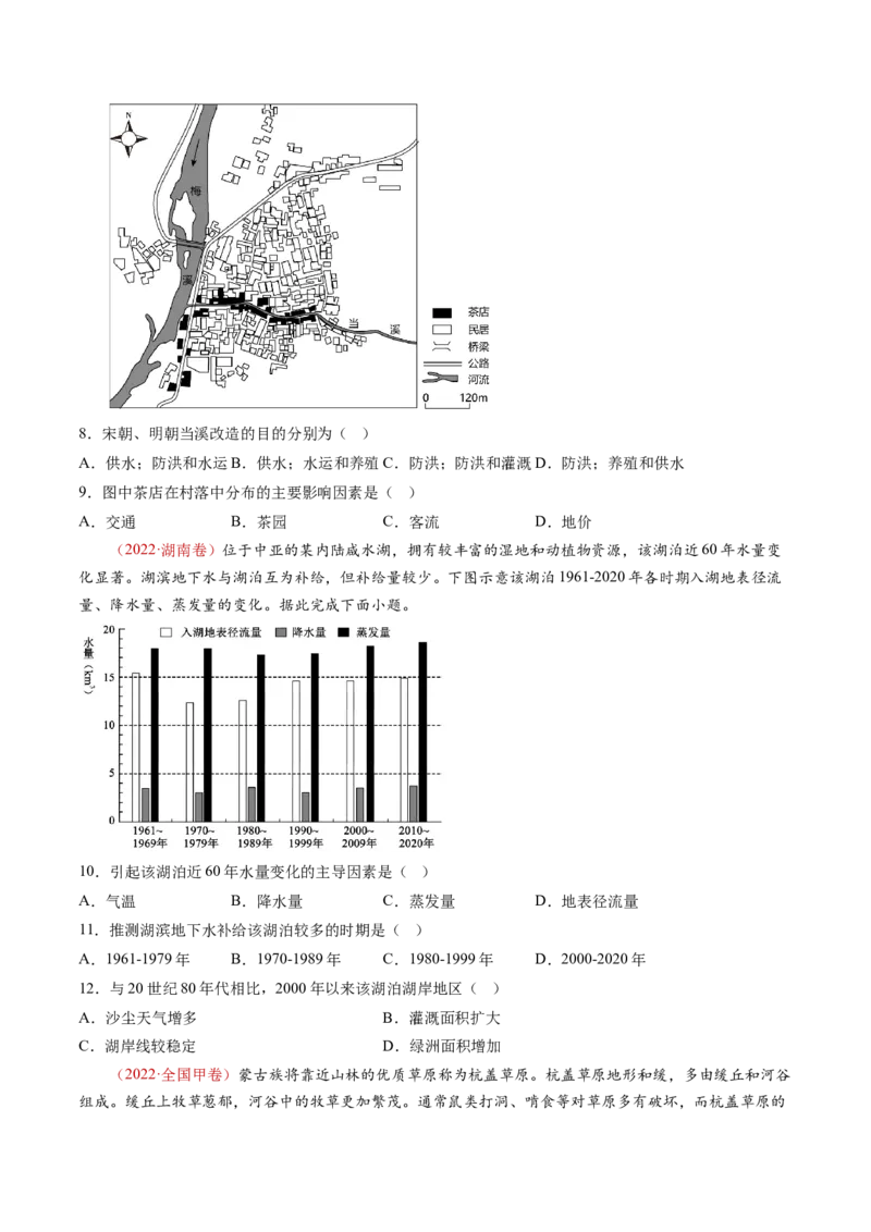 专题05地球上的水-十年（2014-2023）高考地理真题分项汇编（学生卷）_近10年高考真题汇编（必刷）_十年（2014-2024）高考地理真题分项汇编（全国通用）