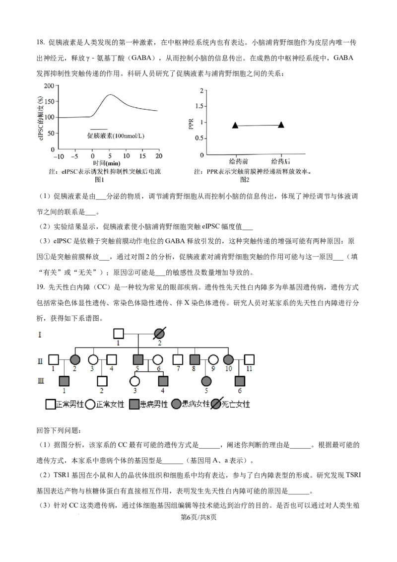 广东省深圳市高级中学高中园2025届高三下学期第一次模拟考试生物_2025年3月_250325广东省深圳市高级中学高中园2025届高三下学期第一次模拟考试