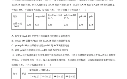 广东省深圳市高级中学高中园2025届高三下学期第一次模拟考试生物_2025年3月_250325广东省深圳市高级中学高中园2025届高三下学期第一次模拟考试