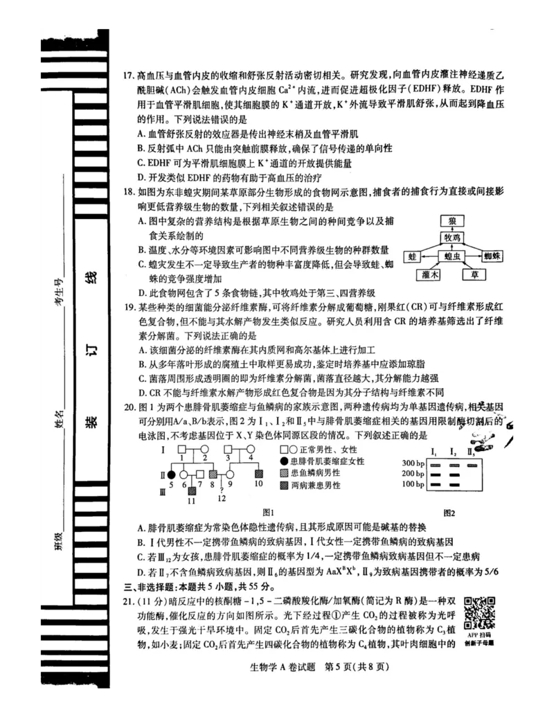 2024天星押题密卷《生物A卷》_2024高考押题卷_12024天星全系列_黑龙江版_生物