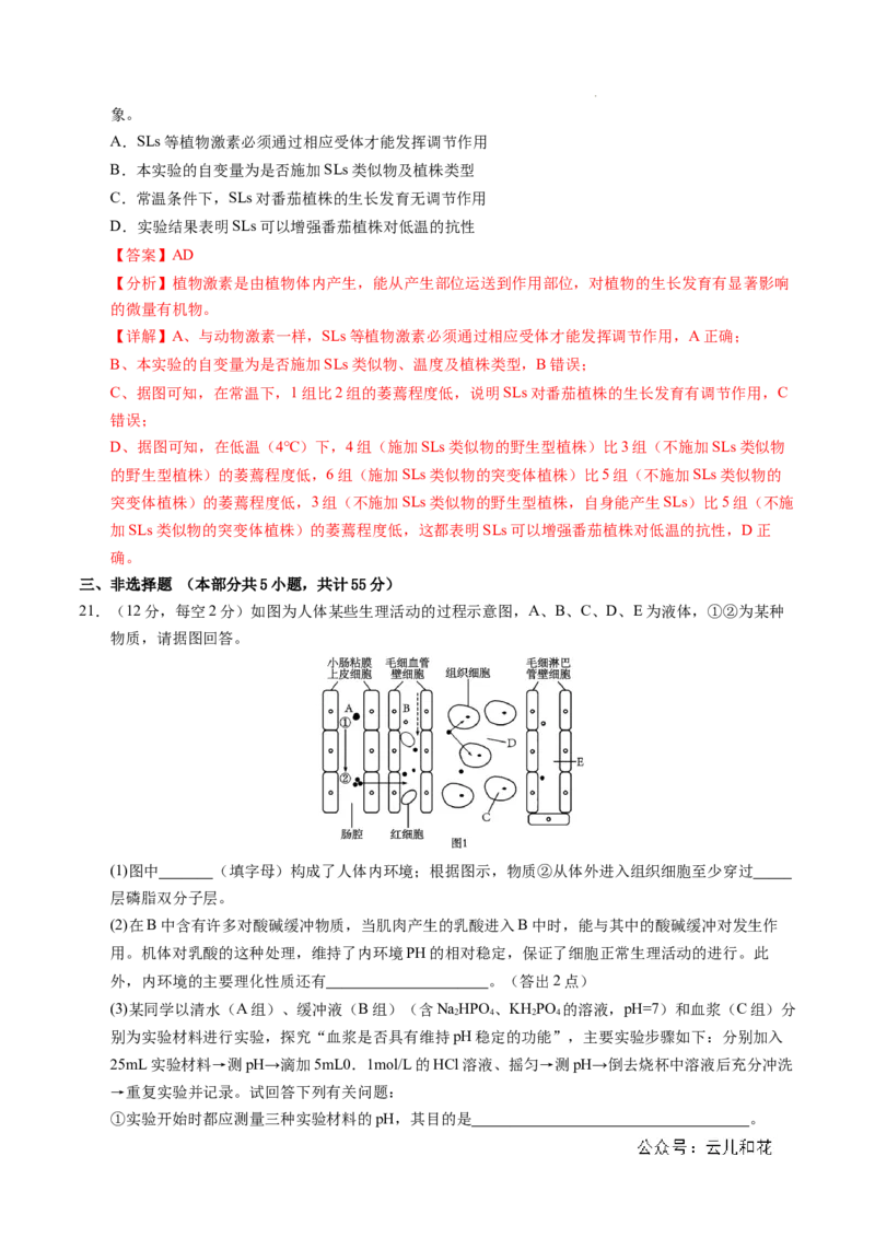 高二生物期中模拟卷02（全解全析）（新高考通用）(1)_1多考区联考_1014高二期中模拟卷（新高考通用）黄金卷：2024-2025学年高二上学期期中模拟考试